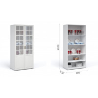                     Система Лацио Витрина 2д Белый/Белое дерево