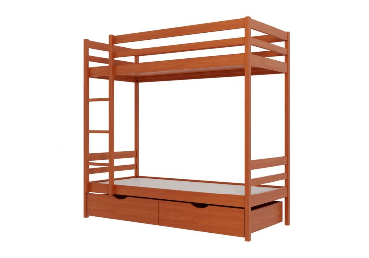 Кровать двухярусная №1 из массива (классика) (цвет вишня)