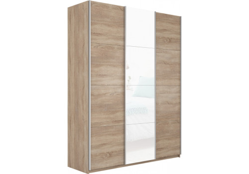 Шкаф-купе Прайм 3-х дверный (ЛДСП/Стекло белое/ЛДСП) Сонома